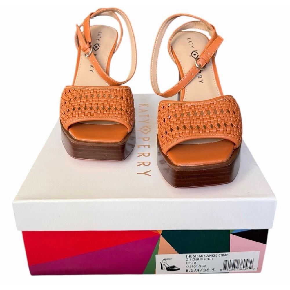 Katy Perry The Steady Ginger Biscuit Woven Platform Heels Ankle Strap Sandal 8.5 - Picture 2 of 14